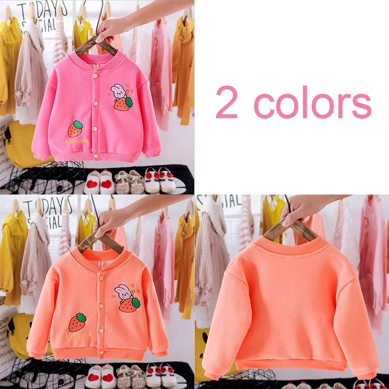 

Spring And Autumn New Baby Cotton Plus Velvet Round Neck Cartoon Shirt Long Sleeves