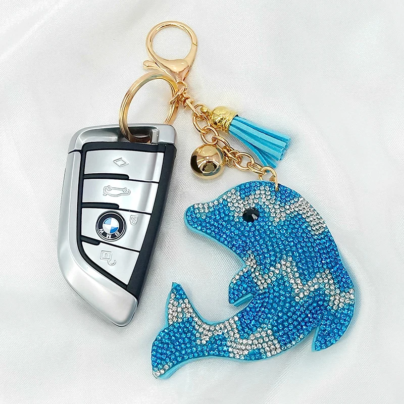 Творческий корейский бархат Цветной Стразы милый брелок с дельфином подвесной