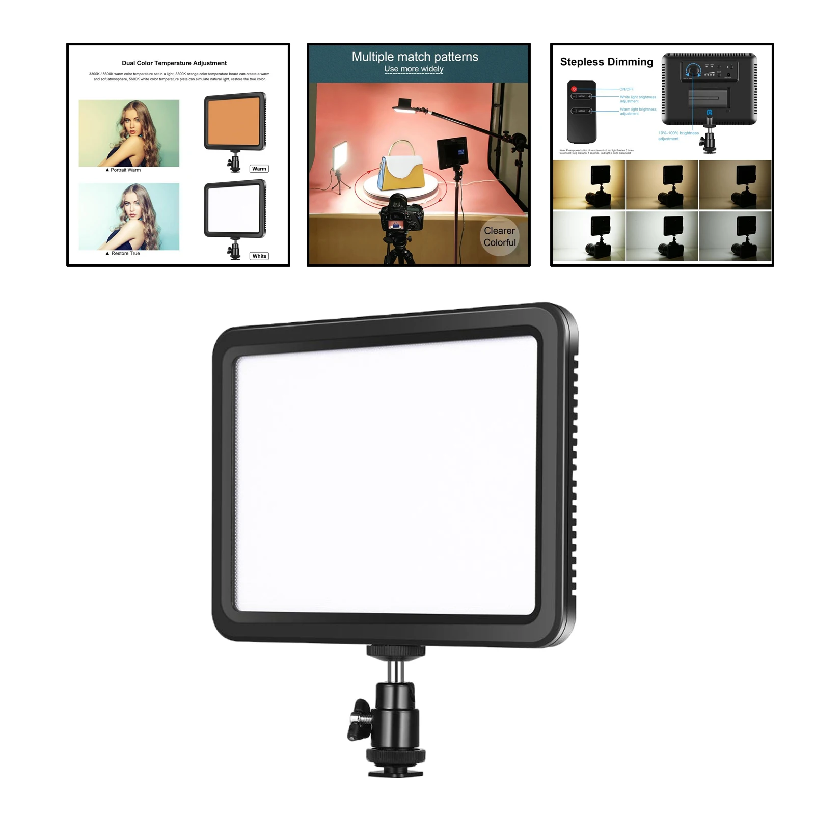 

Adjustable Lightweight 116 LEDs Photography Lighting Kit for Studio Lights Live Stream Makeup Desk