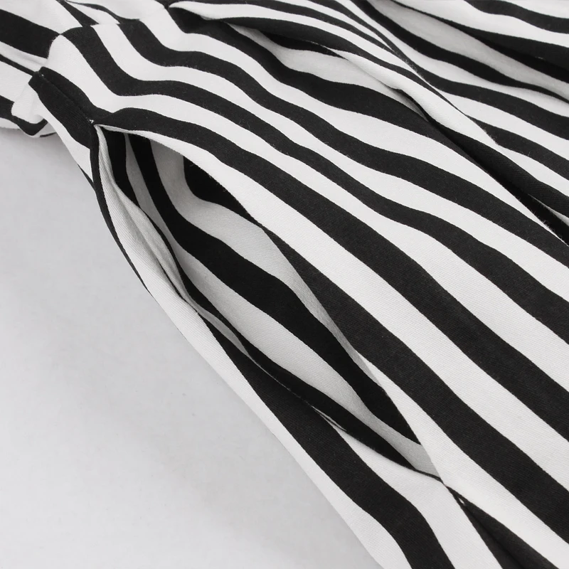 Женское платье в черно-белую полоску OTEN винтажное с коротким рукавом и принтом