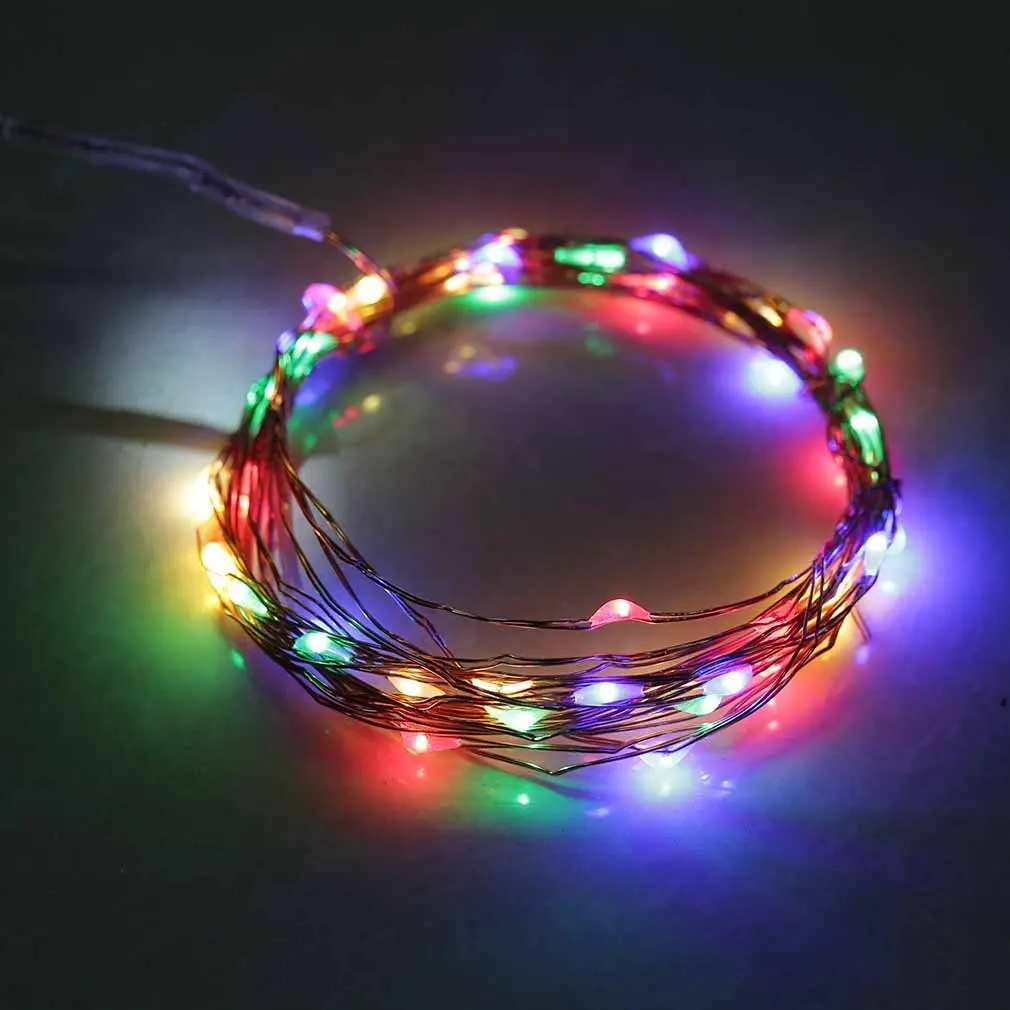 4M 40Led 7 Colors Copper Wire Fairy String Light Waterproof 3 Aa Battery Operated Xmas Wedding Party Festival Decoration | Лампы и