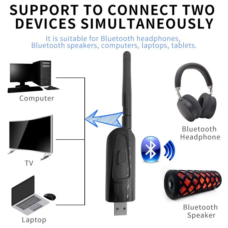 USB Bluetooth 5,0 аудио передатчик Bluetooth адаптер Bluetooth 5,0 передатчик 3,5 мм AUX беспроводной ключ для ТВ ПК