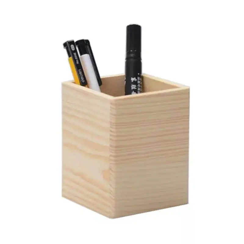

Wooden Remote Control Storage Pen Phone Holder 1/2 Grid Organizer Desktop Office