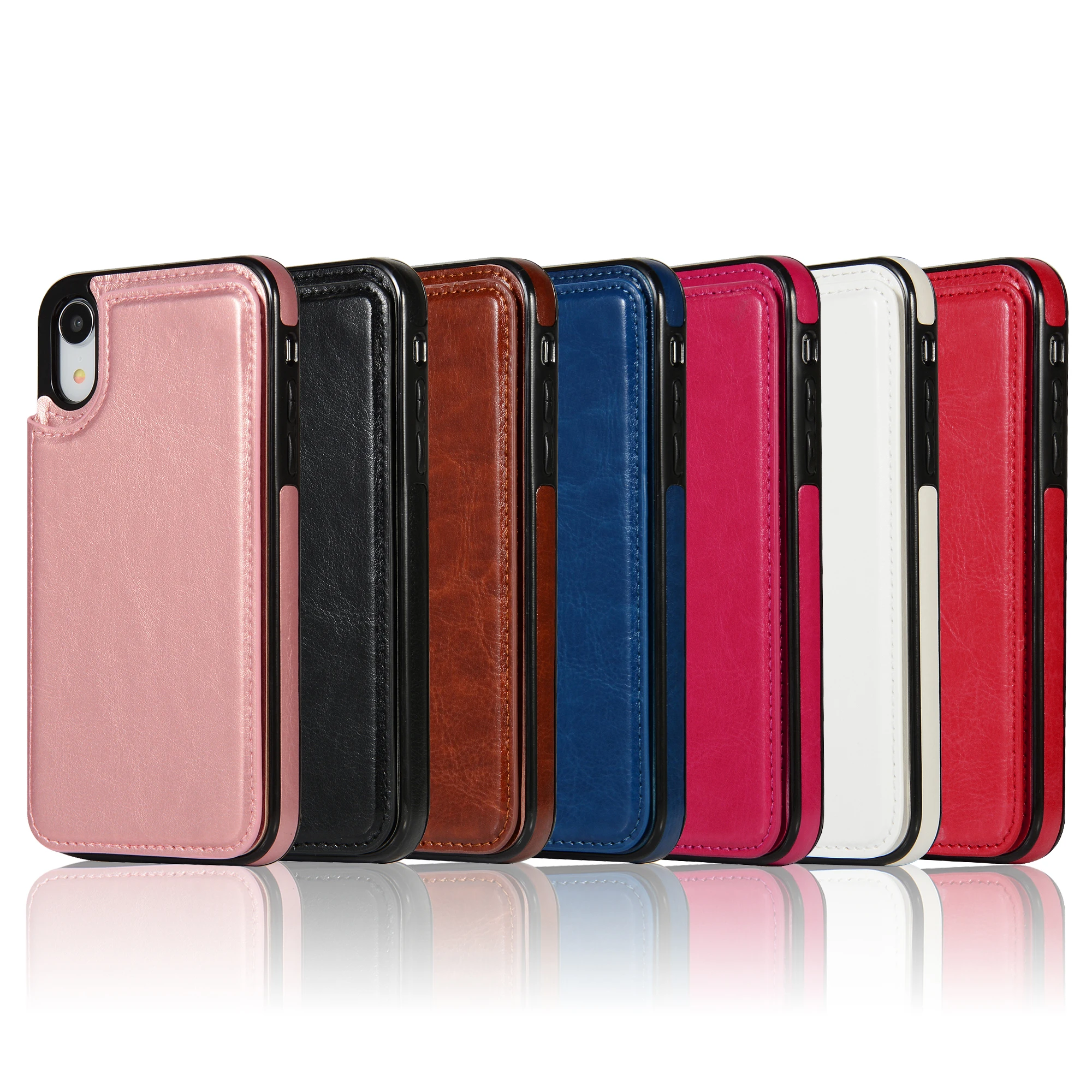 Двухкнопочный Флип-кошелек для iPhone XR XS MAX 8 Plus 7Plus 8 7 6Plus 6S 6 5s 5 Кронштейн чехол из ТПУ
