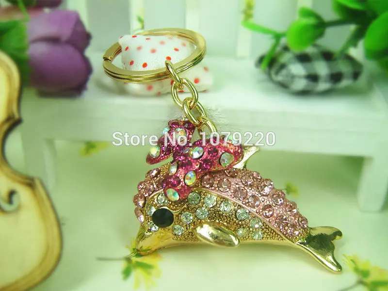 C T брелок с дельфином стразы Хрустальный для автомобильных ключей женский |