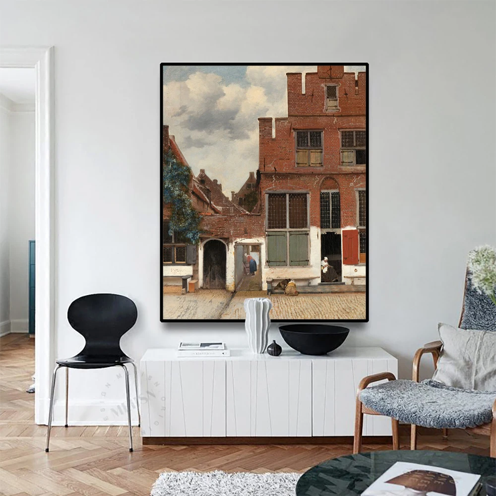 

Cassisy Canvas Art Oil Painting《The Little Street》Johannes·Vermeer Poster Picture Wall Decor Modern Home Living room Decoration