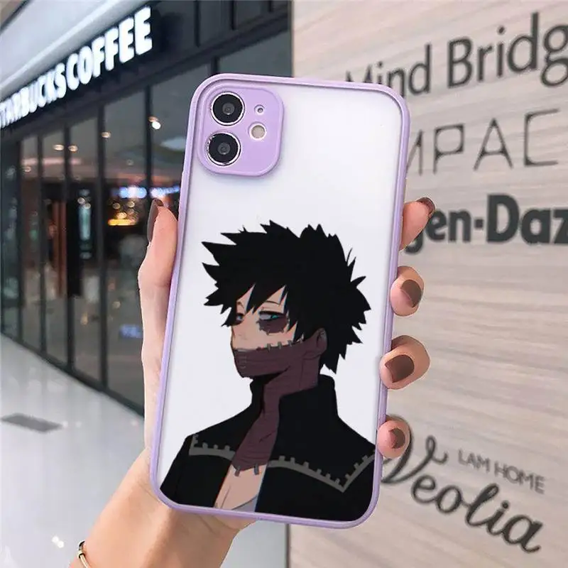 

De Boku No Hero Academia Phone Case For iPhone 12 11 Mini Pro XR XS Max 7 8 Plus X Matte transparent Purple Cover