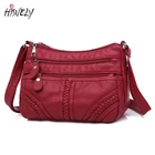 Модная женская сумка из мягкой искусственной кожи, сумка через плечо, многослойная Сумка через плечо, качественная маленькая сумка, дизайнерская красная сумочка, кошелек BG923