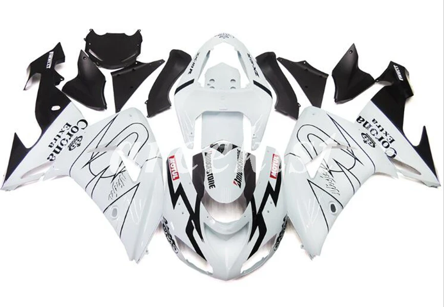 

4 подарки Новый ABS мотоцикл Полный обтекатели комплект подходит для Kawasaki Ninja ZX-10R ZX10R 2006 2007 06 07 на заказ белый