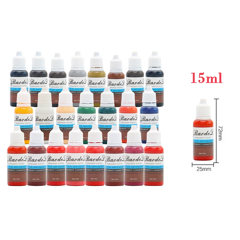 

23 Colors 15ml/Bottle Tattoo Ink Permanent Body Arts Paint Micro Pigment Eyebrow Eyeliner Lip Body Tattoo Art Beauty Tools