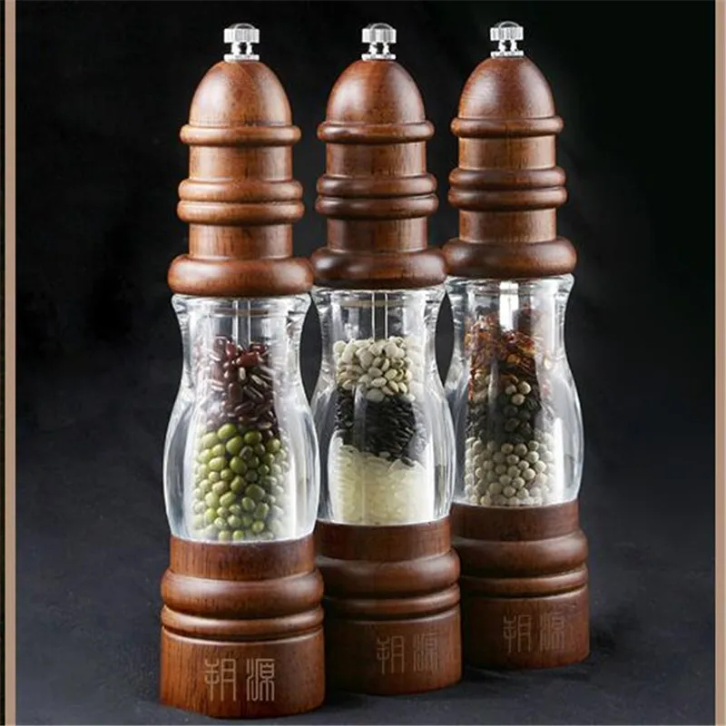 Pepper Mill Grinder Manual Salt Weed Grind Herb Dry Spice Wooden Transparent Mills Kitchen Tools | Дом и сад