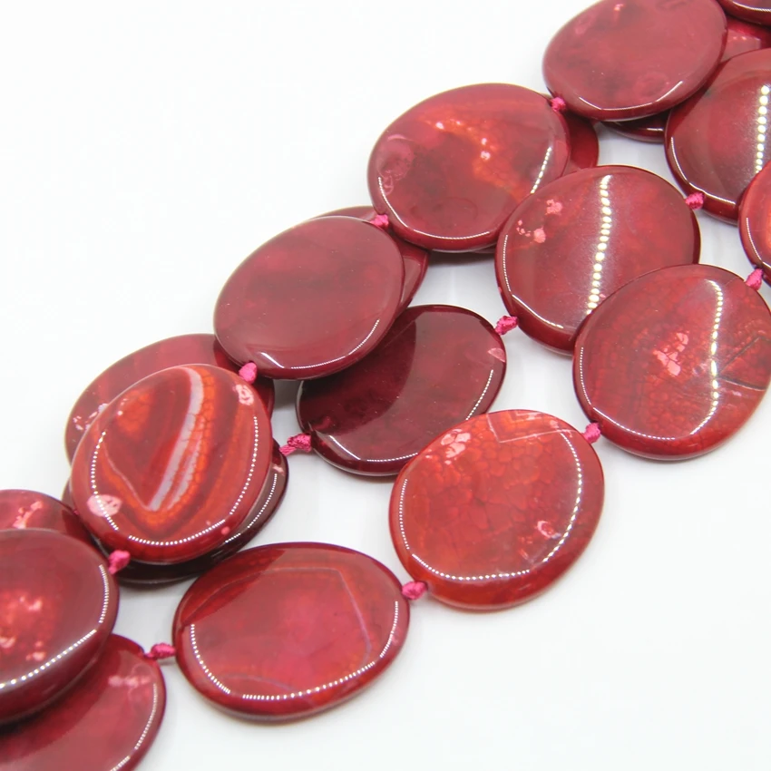 

15.5"/strand Large Red Dragon Veins Agates Druzy Oval Slab Loose Beads