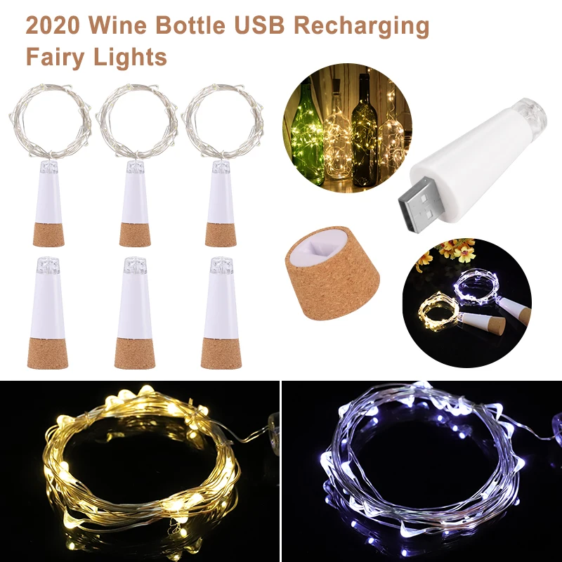 

2m Christmas Wine Bottle String Light USB Fairy Light Rechargeable 20leds DIY LED Light Home Party Christmas Decoration