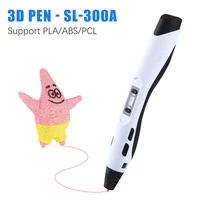 3d pen printing sl 300a 8 level speed control led screen display kids toy diy 3 kinds filament low temp safer for child