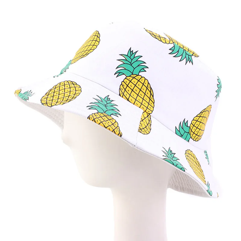 

Fisherman's Hat Female Spring And Summer Outdoor Sunshade Hat Banana Pineapple Printing Basin Hat Parent Child Travel Hat SunHat