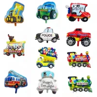 1pcnew traffic toy bulldozer truck cartoon shape birthday party decoration dress up aluminum balloon