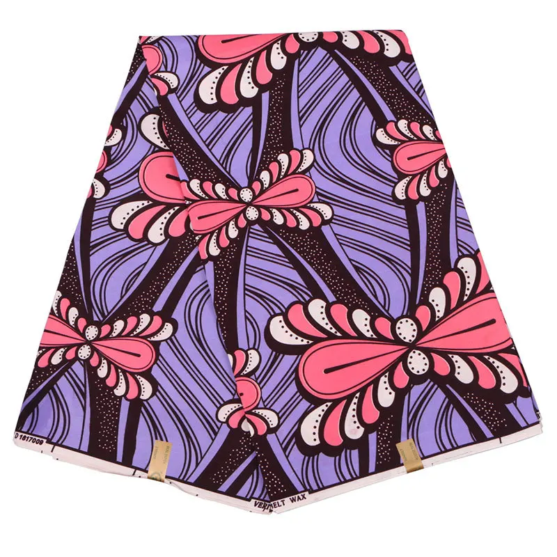 Вощеная ткань с фиолетовым и розовым бантом высокое качество Африканский