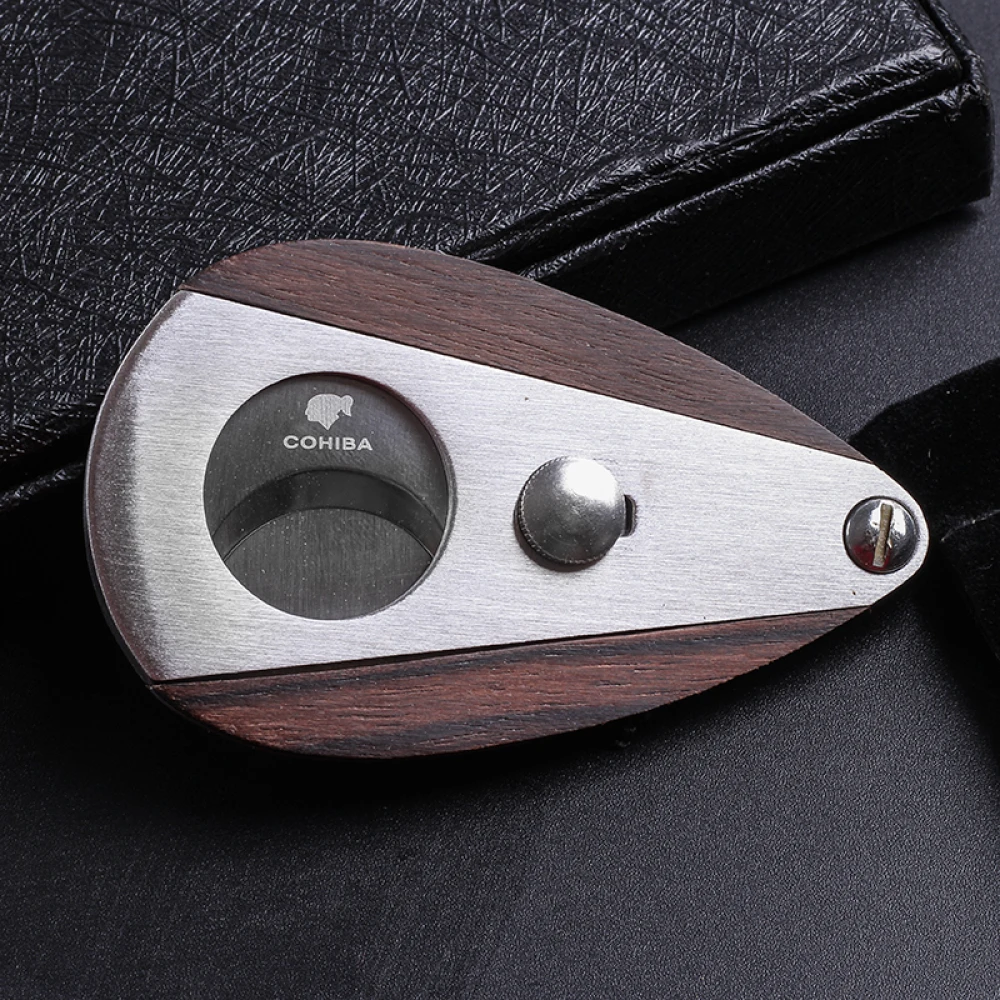 

DEJAYA Cohiba Sandalwood Cigar Cutter Cigar Scissors Wood Sector Edged Stainless Steel Blade Accessories