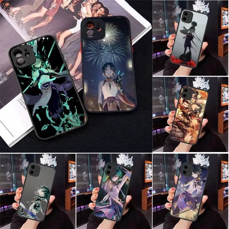

Genshin Impact xiao Phone Case Matte Transparent for iPhone 7 8 11 12 s mini pro X XS XR MAX Plus Clear mobile bag
