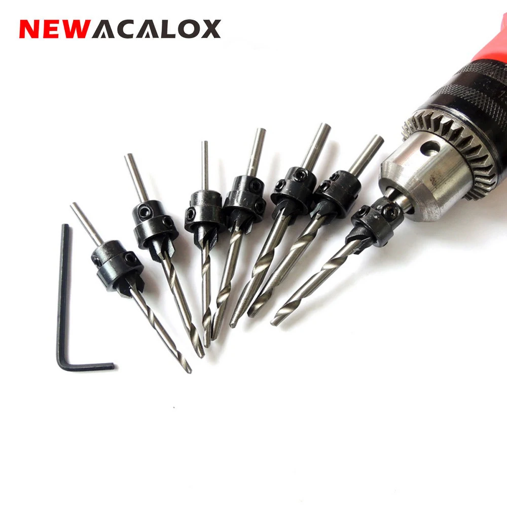 NEWACALOX 7 шт. деревообрабатывающие сверла для зенковки электрические инструменты