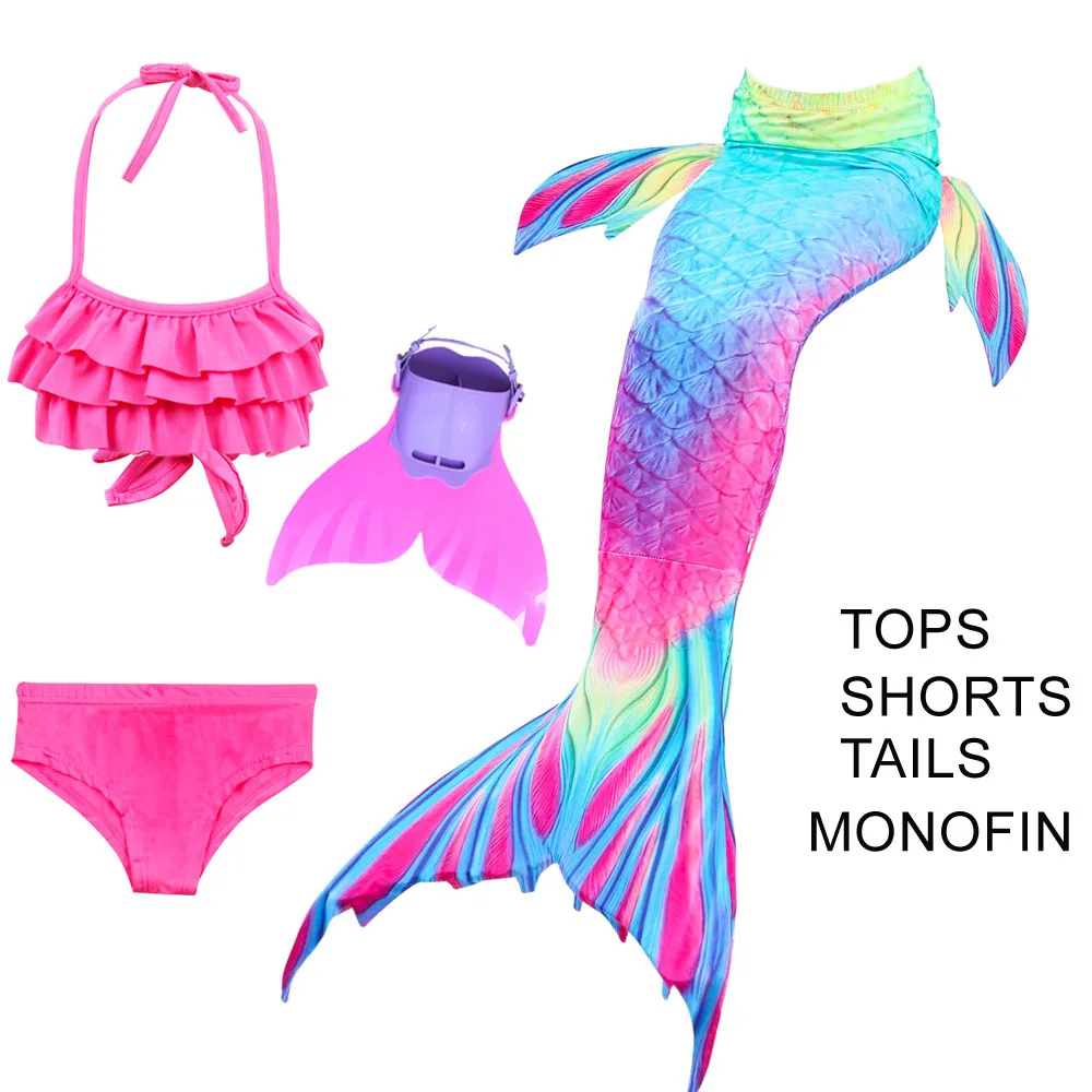 Подарок на Новый год для детей костюм купания Русалочка девочек яркие бикини