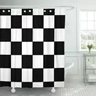 Checker Черный и Белый Racing черно-белый рисунок Флаг ливня доски Шторы Водонепроницаемый полиэстер Ткань 72x72 дюйма набор