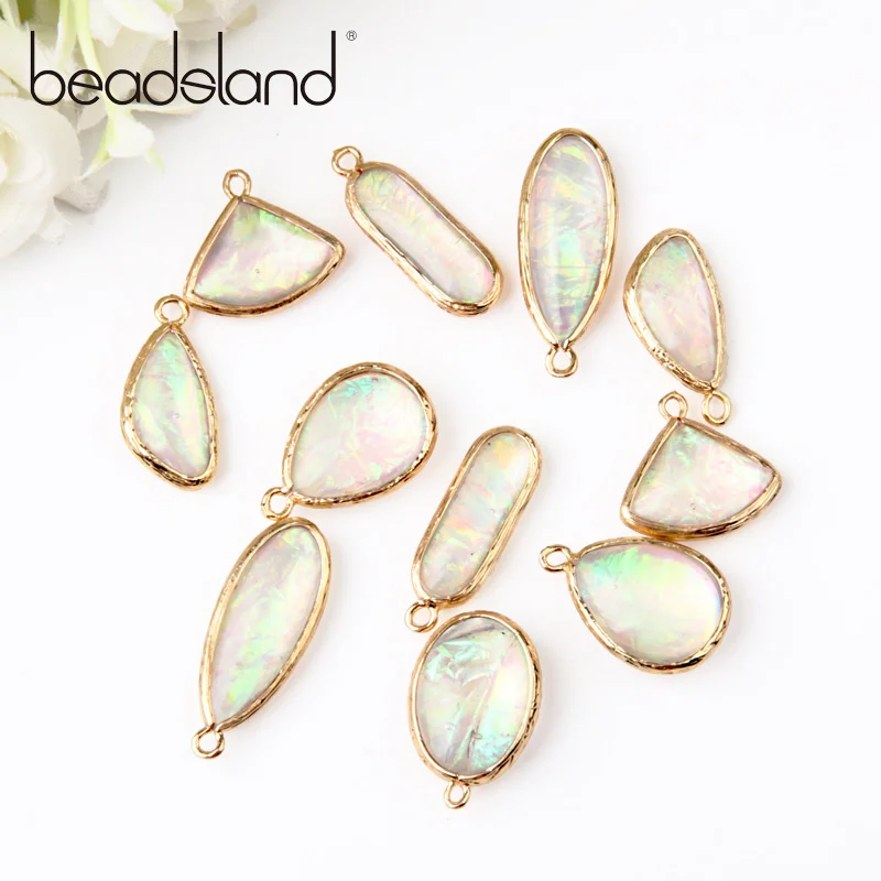 Beadsland мини с каймой различных форм кулон из натурального камня для DIY ожерелье