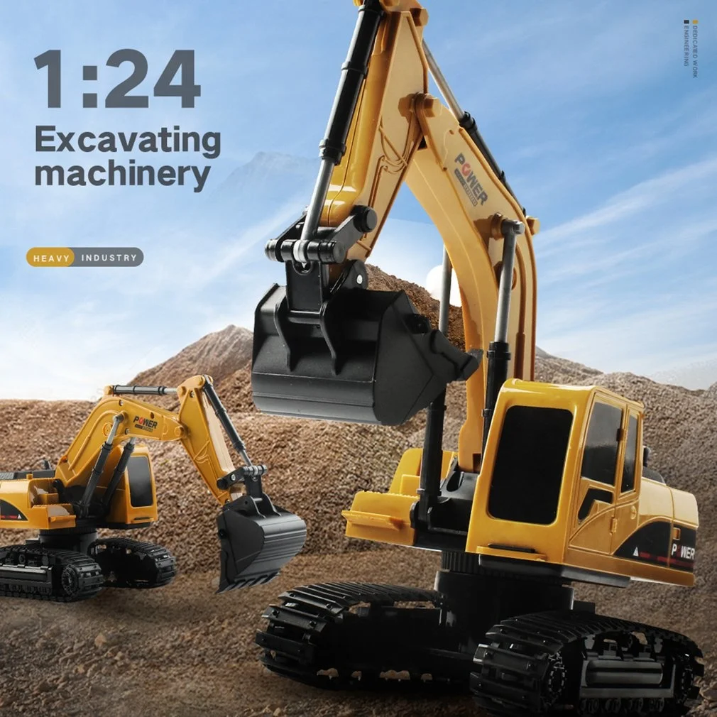 

Mini toy with remote control, 1: 5 channels, plastic, engineering, crane, excavator,