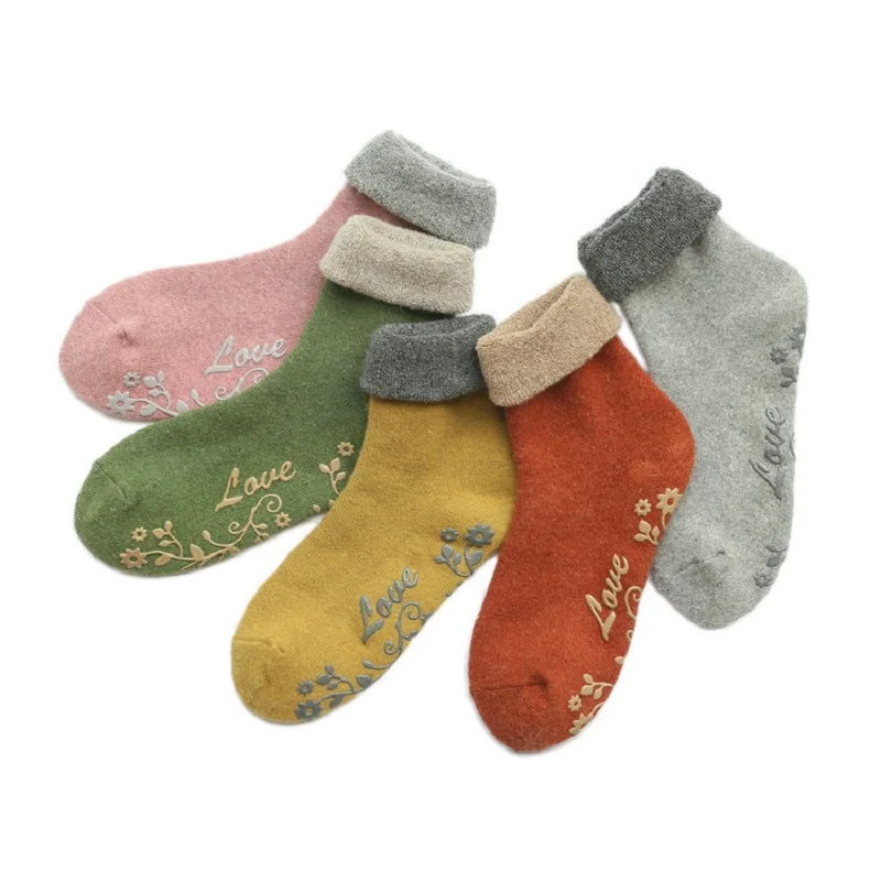 Новейшие зимние женские мягкие плюшевые носки для пола ангорские домашние