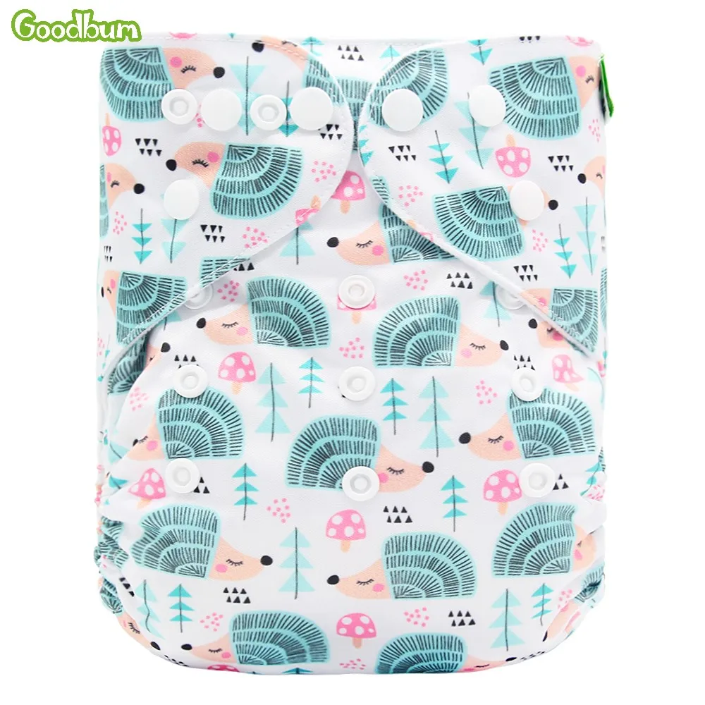 Моющийся Регулируемый тканевый Карманный подгузник с принтом ежика двухрядный