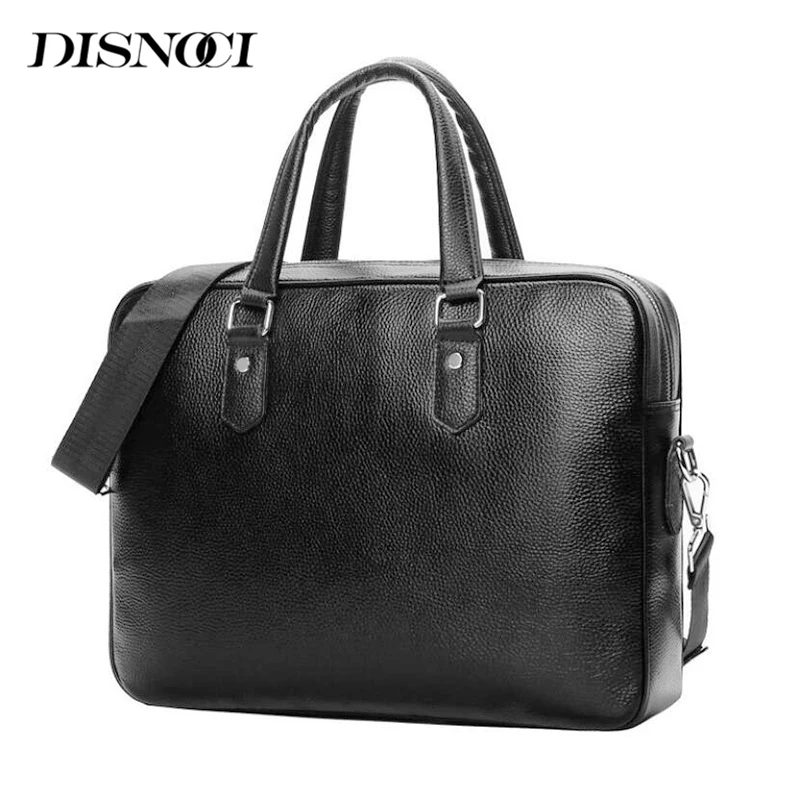 Портфель DISNOCI мужской из натуральной кожи сумка для ноутбука в деловом стиле