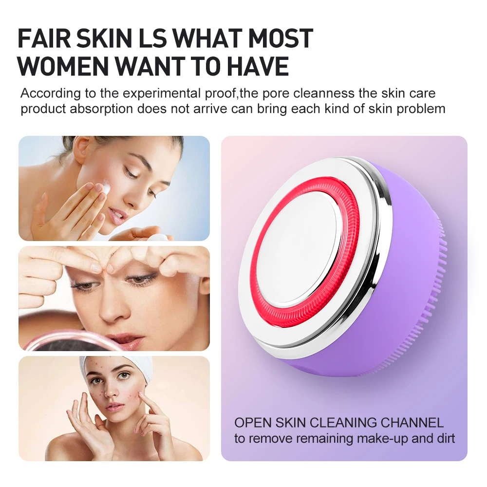 2 в 1 силиконовая щётка для чистки лица со светодиодной подсветкой - купить по