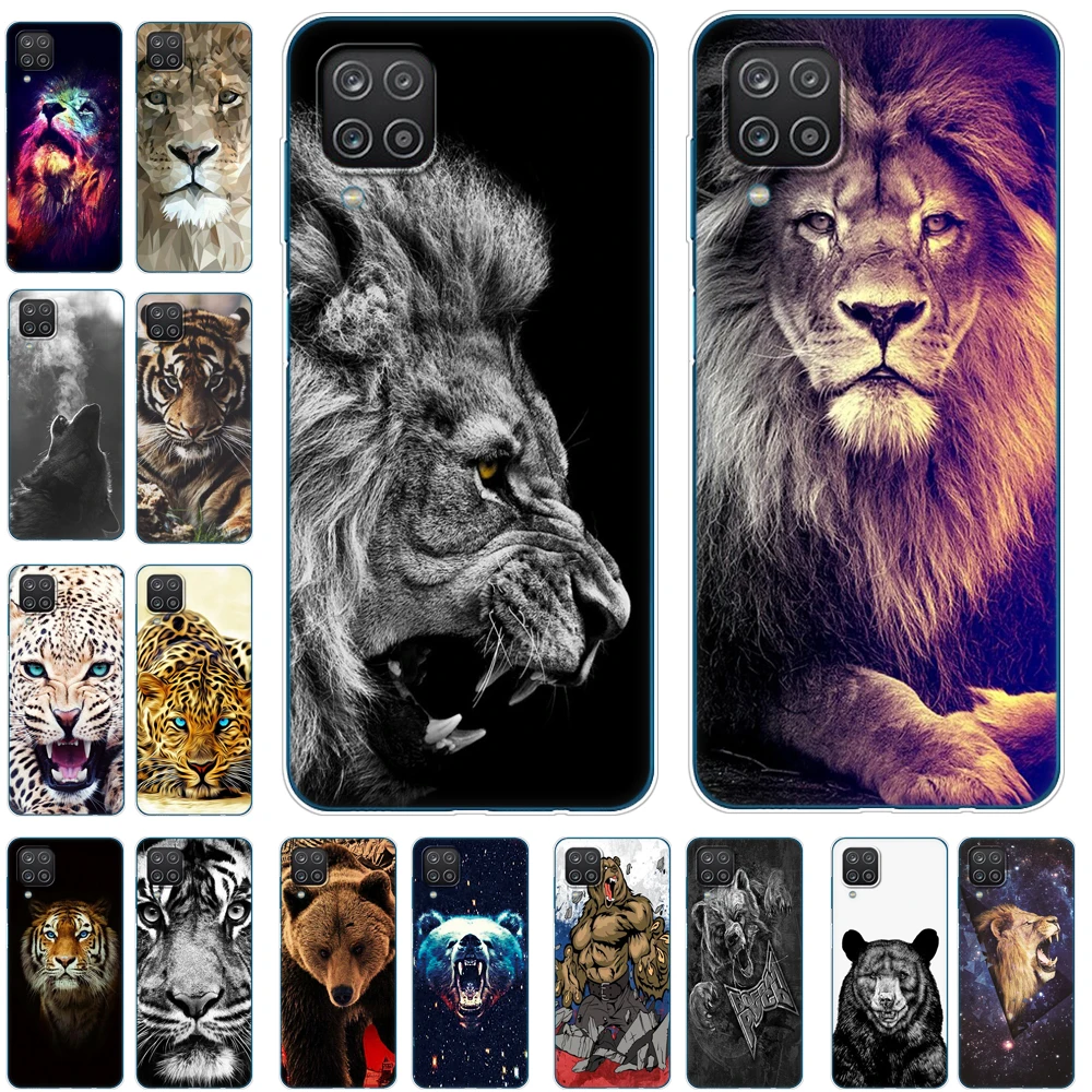 For Samsung A12 Case Soft Silicon Tpu Back Phone Cover On Samsung Galaxy A12 GalaxyA12 A 12 SM-A125F a125 Bumper wolf tiger lion