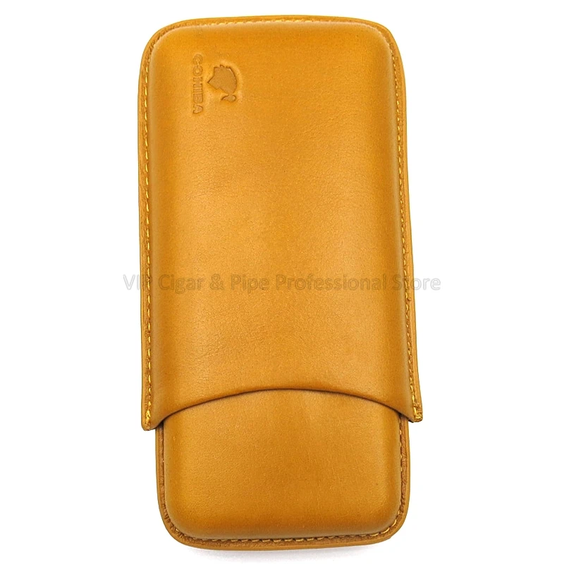 Дорожный Чехол для сигар COHIBA из натуральной коричневой кожи футляр с 3 трубками