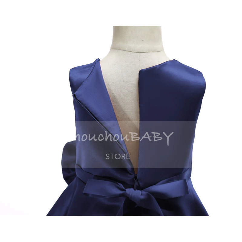 Petit Camelia/однотонное платье принцессы с круглым вырезом, бантом и рюшами; платья для маленьких девочек; Детский костюм; детская одежда для девочек на день рождения