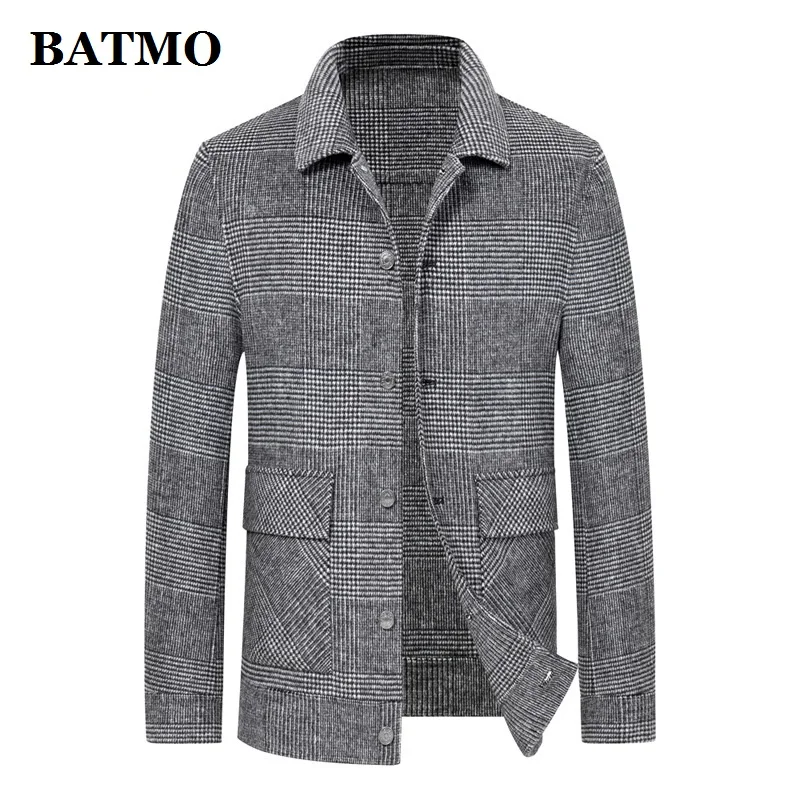 

Мужские шерстяные куртки BATMO, повседневные, Осенние, в клетку, GSMN3007, 2019