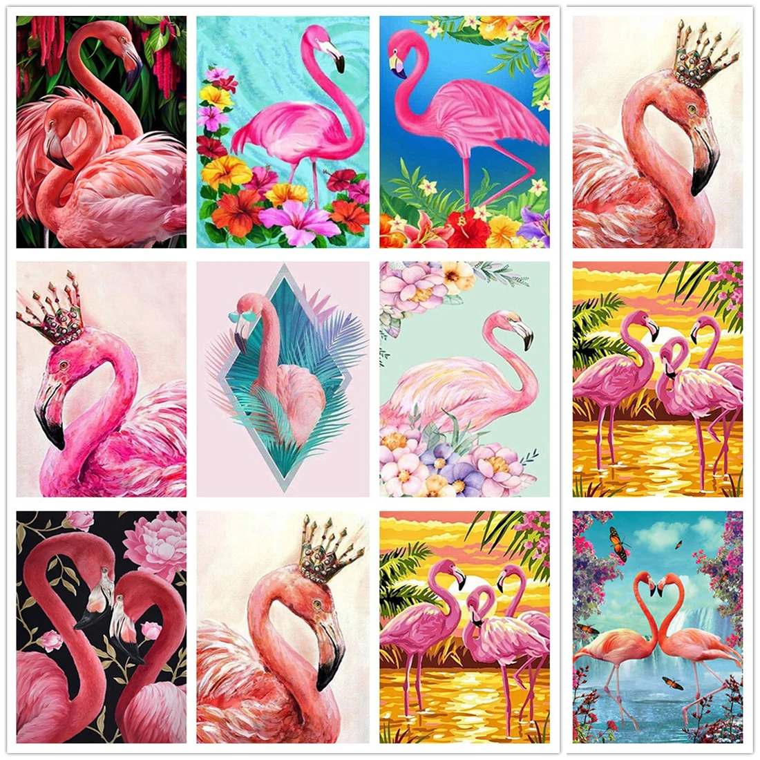 Квадратная/круглая ручная вышивка с фламинго домашний декор сделай сам 5D