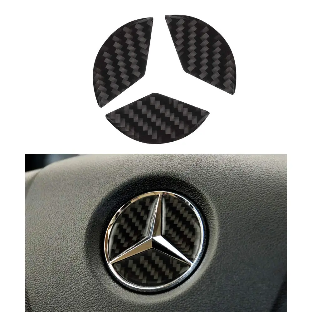 

For Mercedes Benz Accessories Steering Wheel LOGO Stickers CLA GLA GLC GLE Class W204 W212 Carbon Fiber Decals Caps 1.77in 45mm