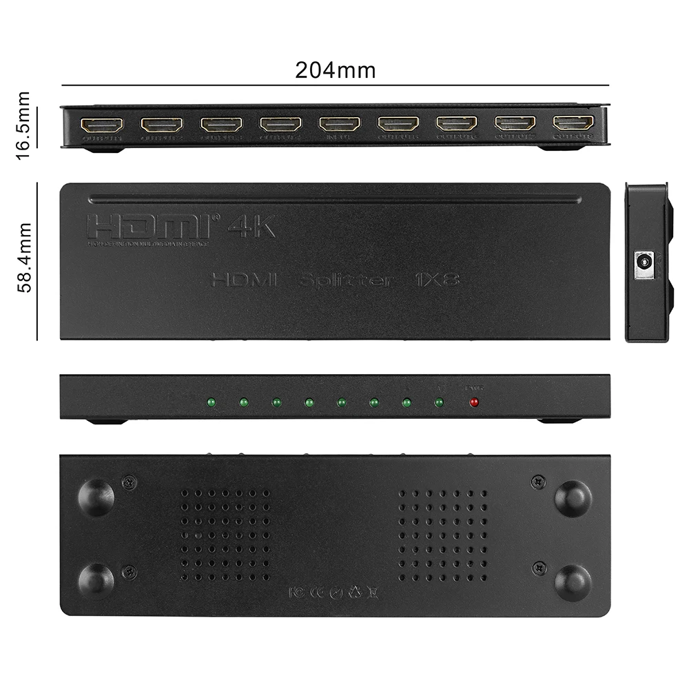 4K* 2k 1x8 HDMI 8 портов HDMI видео сплиттер аудио усилитель повторитель 3D 1080p 1 в до 8 выход 1x8 HDMI сплиттер конвертер HDTV