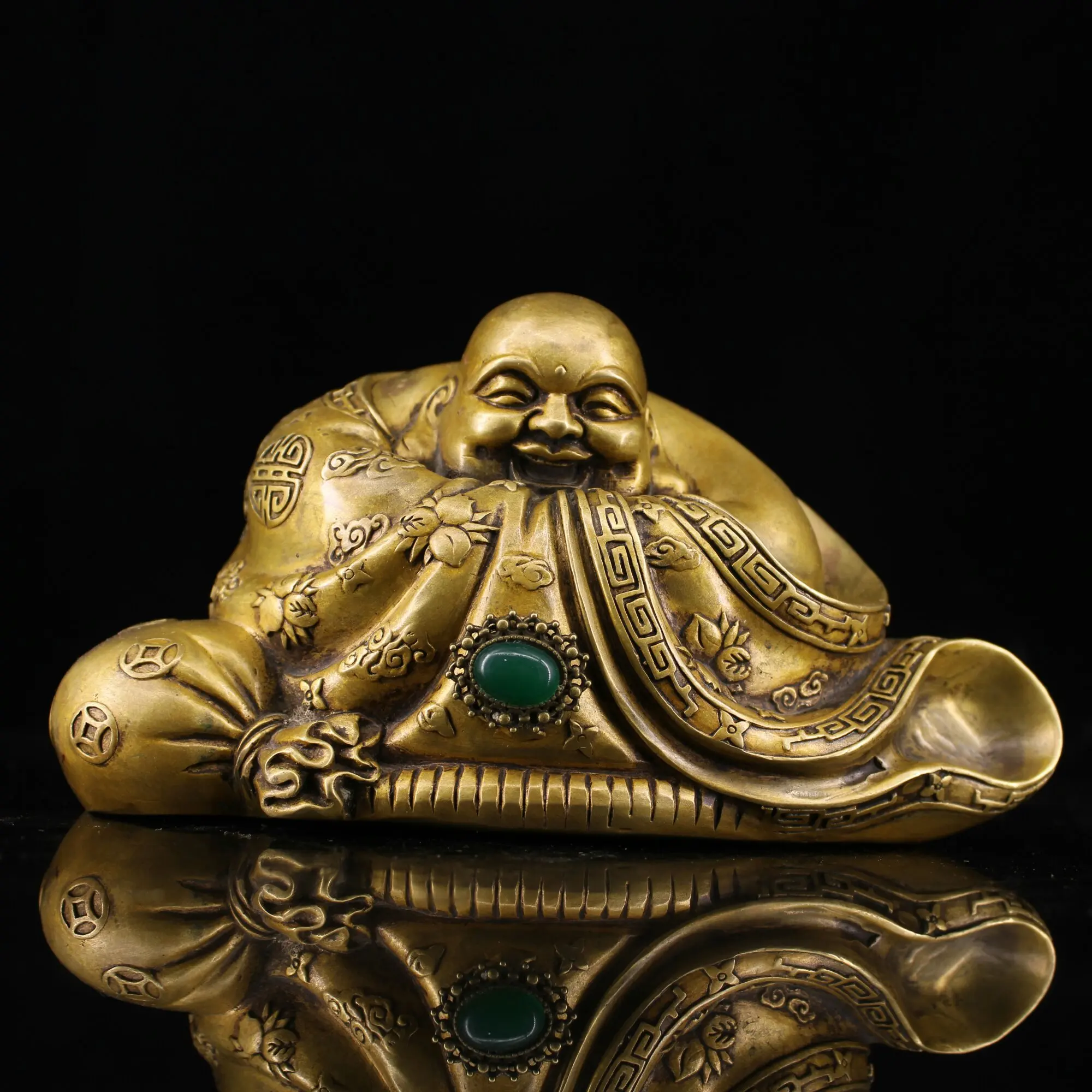 

Свадебное украшение коллекция из старой меди, инкрустированный драгоценный камень Майтрейя Будда ручной работы, инкрустированный драгоце...