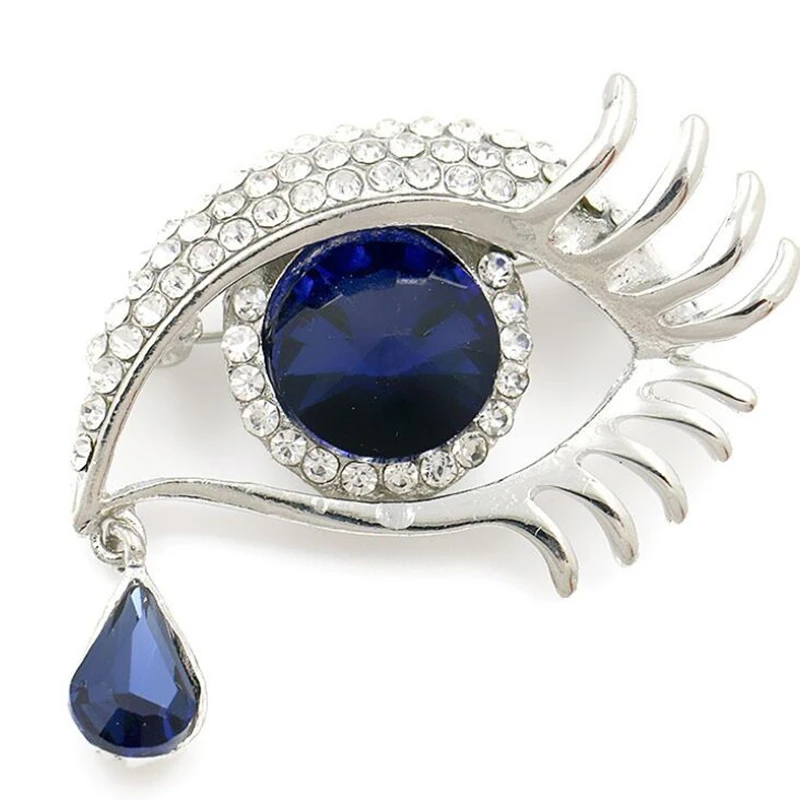 Прямая продажа с фабрики булавка в виде синего глаза кристаллами Стразы золотого