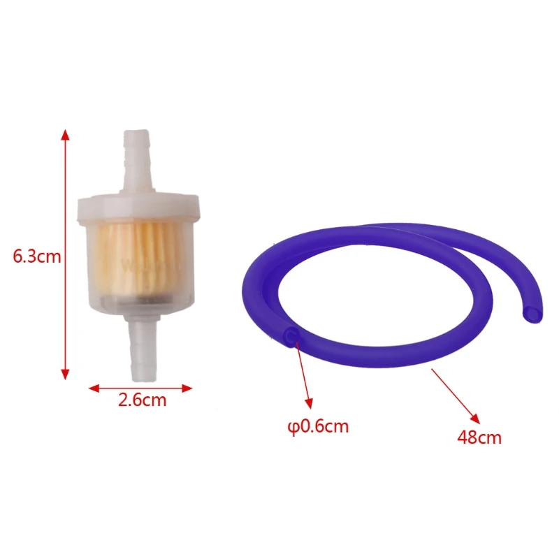 

New 6mm Gas Fuel Filter Petrol Pipe Hose Line + 4 Clips Moto Scooter Dirt Bike