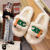 womens winter slippers fur slides womens home slippers ladies large size sandals shoes for women open toe shoes fashion sandals