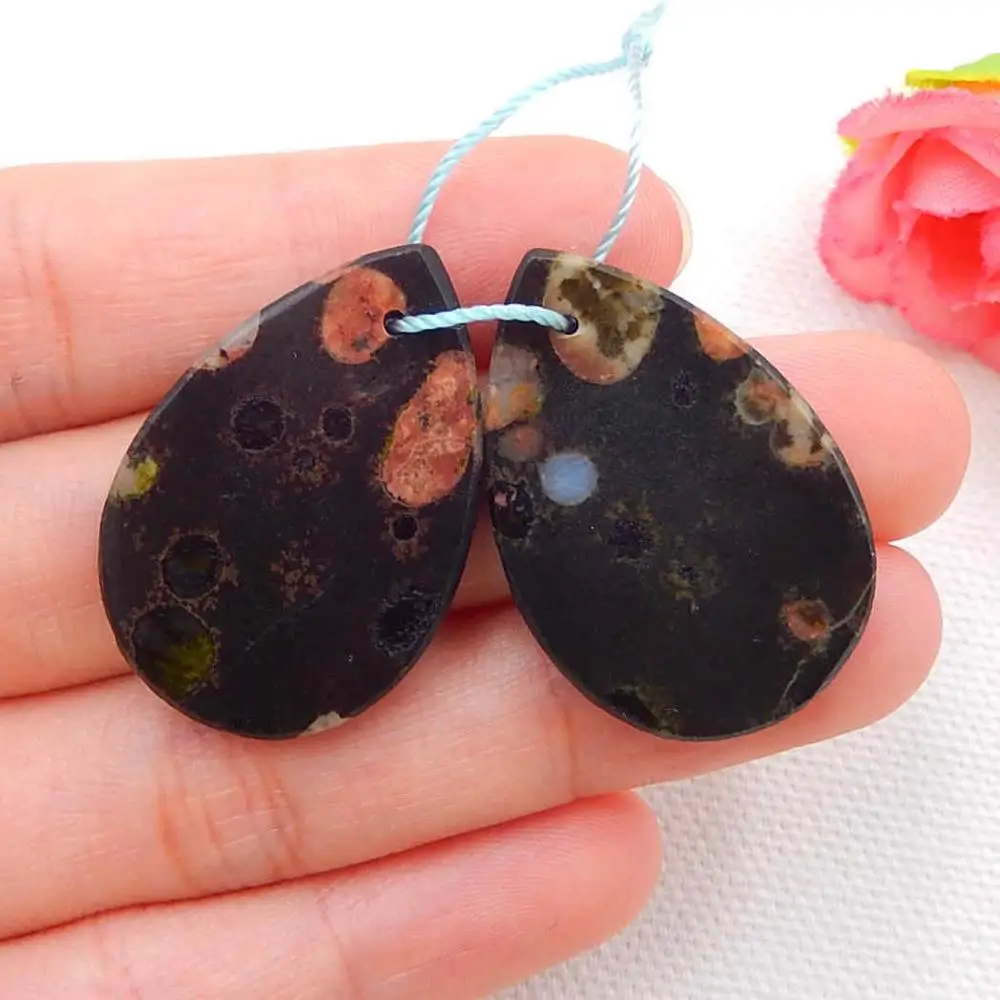 

Semi-precious stones,Tourmaline Gemstone Earring Beads 30x20x3mm,9g