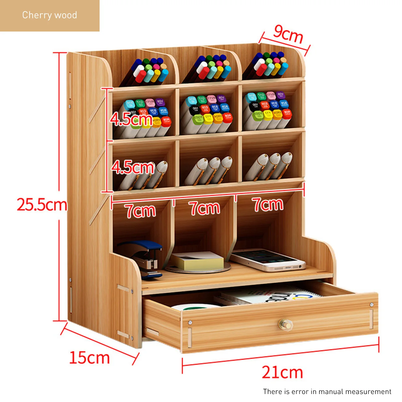 

Multi-Function Wooden Desktop Pen Holder Office School Storage Case Desk Pen Pencil Organizer Desk Accessories Container Storage