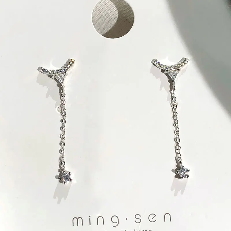 

S925 sterling silver zircon small earrings temperament handmade original earrings drop earrings for women hypoallergenic