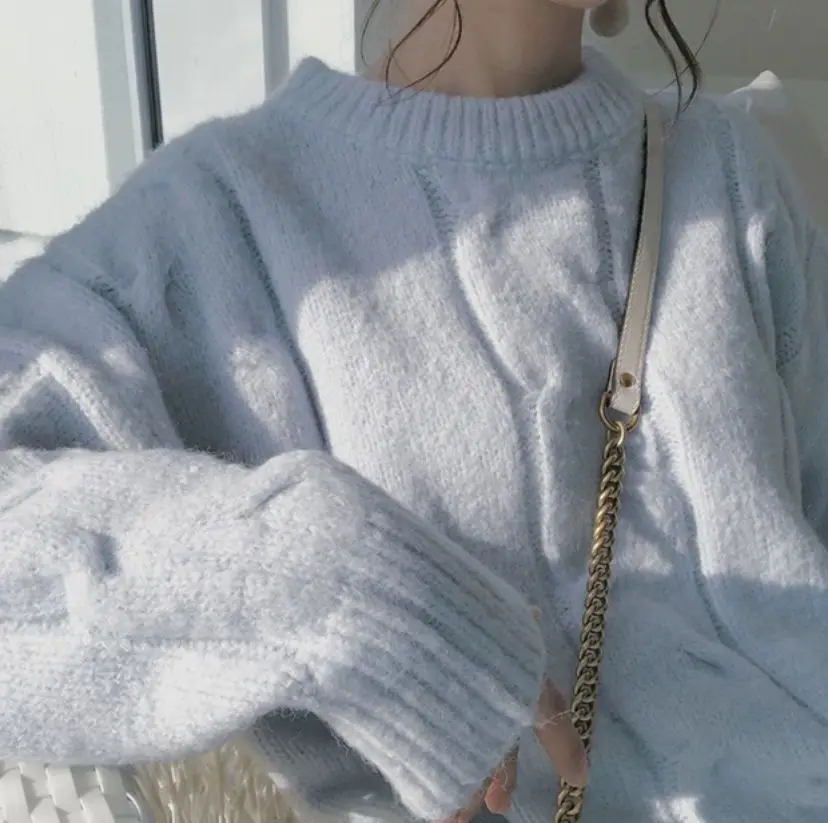 

REALEFT 2020 Winter Solid Color Sweaters Women Korean Style Long Sleeve Round Neck Casual Loose Knitted Pullovers Tops Female