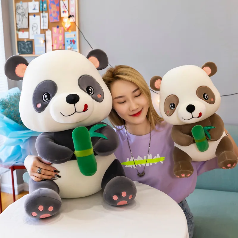

Free ship 50/60cm cartoon panda doll plush toy simulation holding bamboo children's bed pillow hugs stuffed toys birthday gift