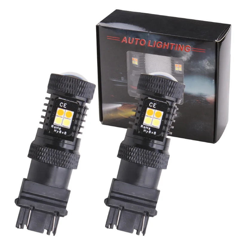 RXZ двойной Цвет T25 3157 P27/7 Вт T20 7443 W21/5 1157 BAY15D 16SMD 3030 светодиодный светильник лампы DRL+ сигнала поворота Стоп-сигнал светильник Canbus без ошибок