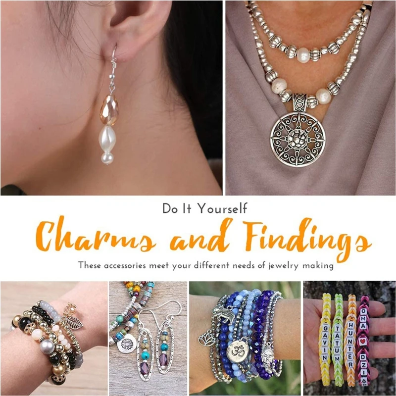 

2015Pieces Jewelry Making Supplies Kit with Assorted Beads Charms Findings Plier X4YD